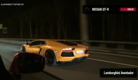 Video Lamborghini LP700-4 Aventador vs Nissan GT-R Ecutek 700hp