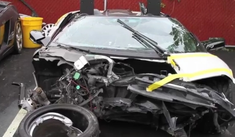 Video Wrecked Lamborghini Murcielago LP640 Roadster Filmed
