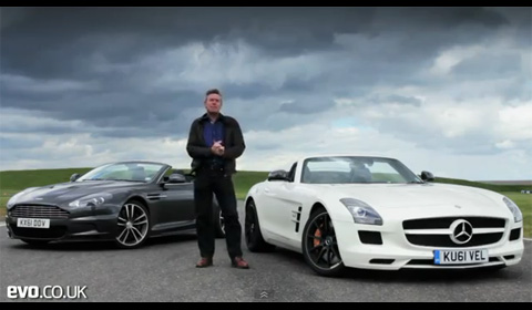 Tiff Needell Aston Martin DBS Volante Mercedes SLS AMG Roadster