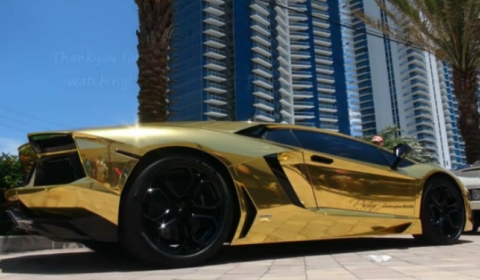 Video Golden Lamborghini Aventador LP700-4 aka Project AU79