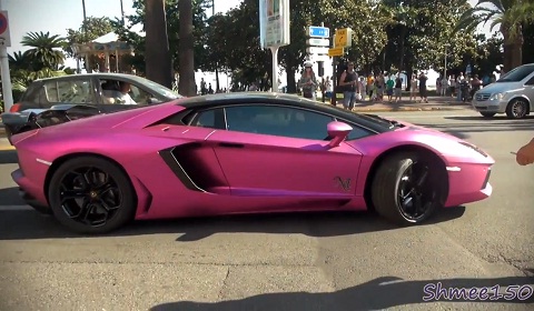 Nassar Al Thani's Fuchsia Lamborghini Aventador Arrives in Cannes