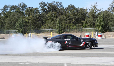 Bullrun Shelby GT performing a burnout on the set of the reality show