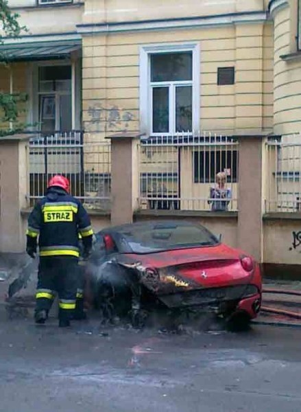 Ferrari California Burns Down in Poland 01