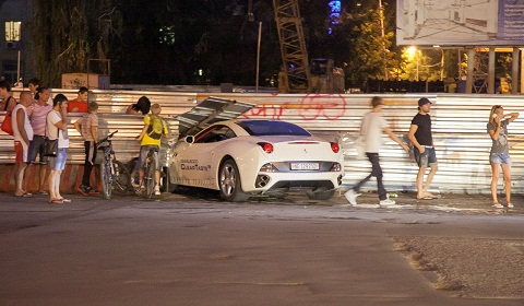 Ferrari California Crashes into Guard Rail on Test Drive