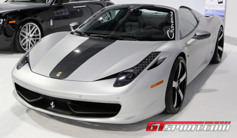 SEMA 2012 Matte Silver Ferrari 458 Spider on Giovanna Wheels